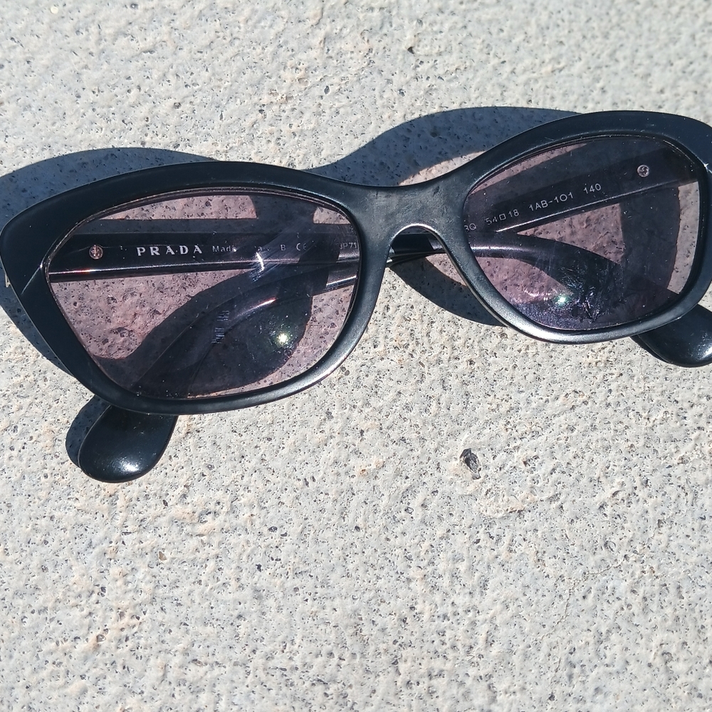 Prada Eyeglasses Frames VPR 10V 1AB-1O1 Black Cat Eye Full Rim 52-18-145. Frames
